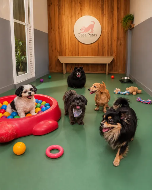 Cães socializando na Casa Patas